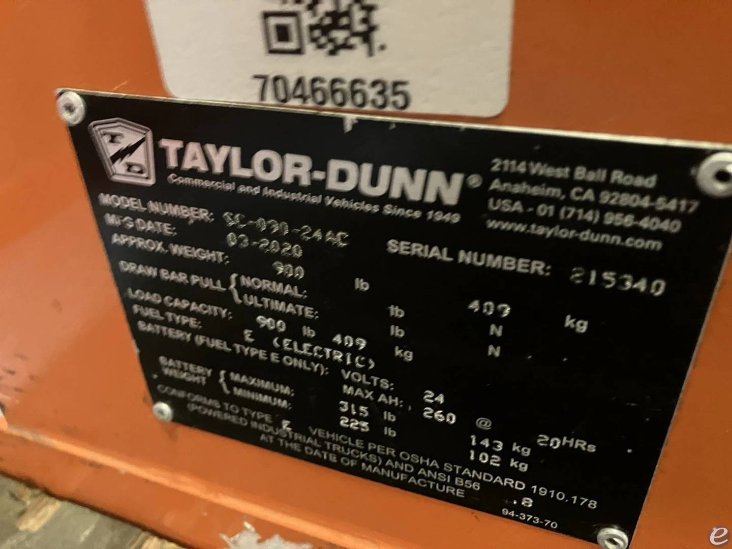 2020 Taylor Dunn SC-090-24AC