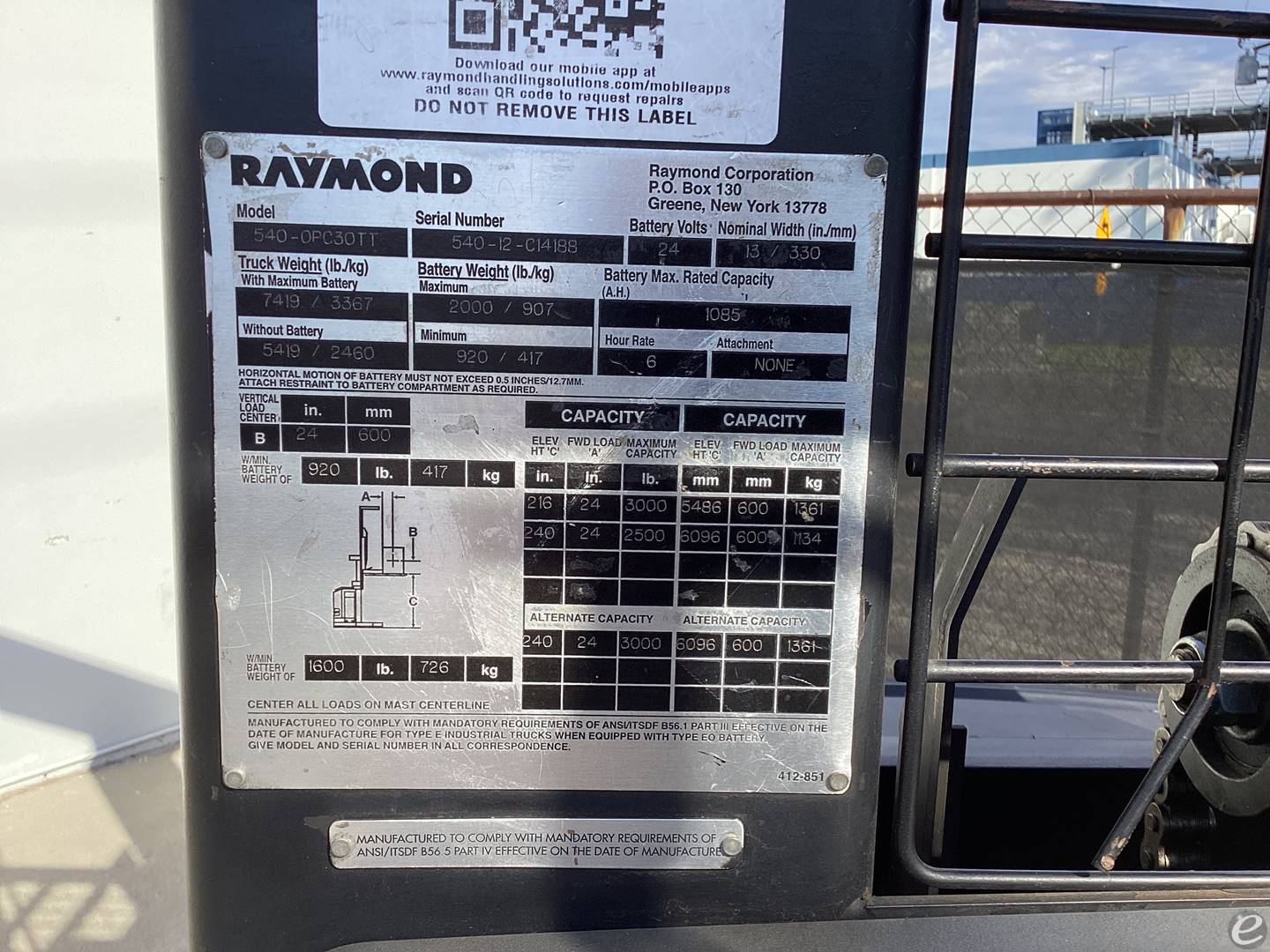 2012 Raymond 540-0PC30TT