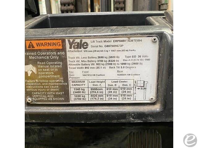 2016 Yale ERP040VT Electric Forklift - 123Forklift