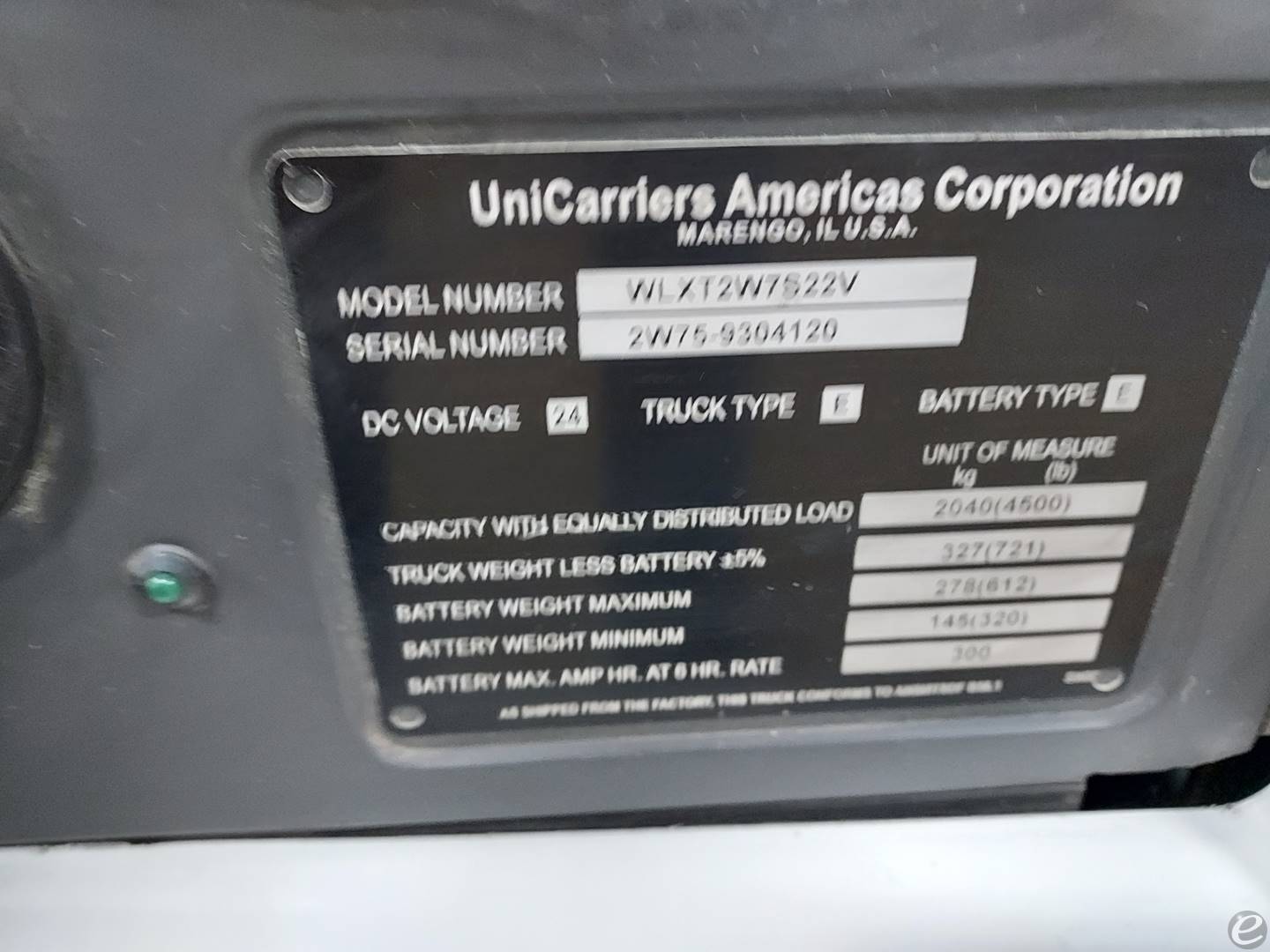 2020 Unicarriers WLX45S Electric Forklift - 123Forklift