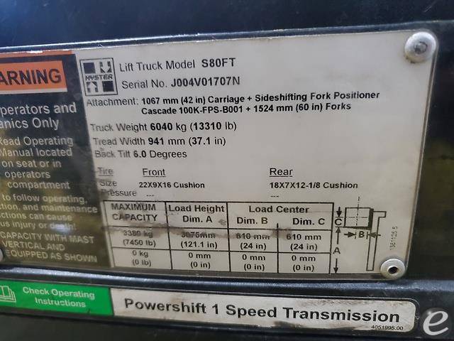 2015 Hyster S80FT LP Gas Forklift - 123Forklift