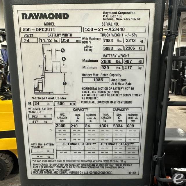 2021 Raymond 550-OPC30TT