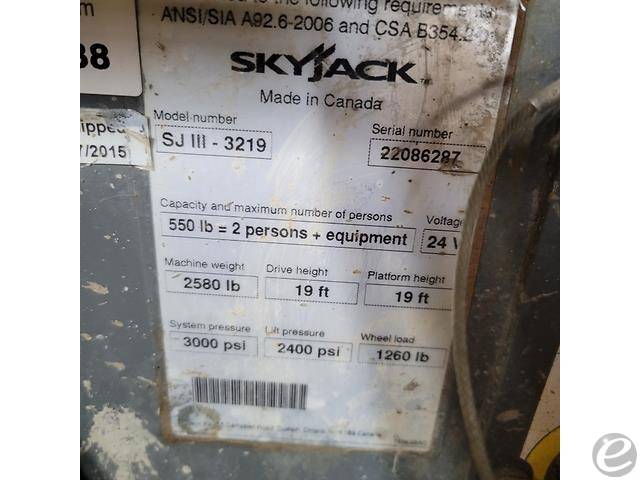 2015 Skyjack SJ-3219 Electric Scissor Lift - 123Forklift