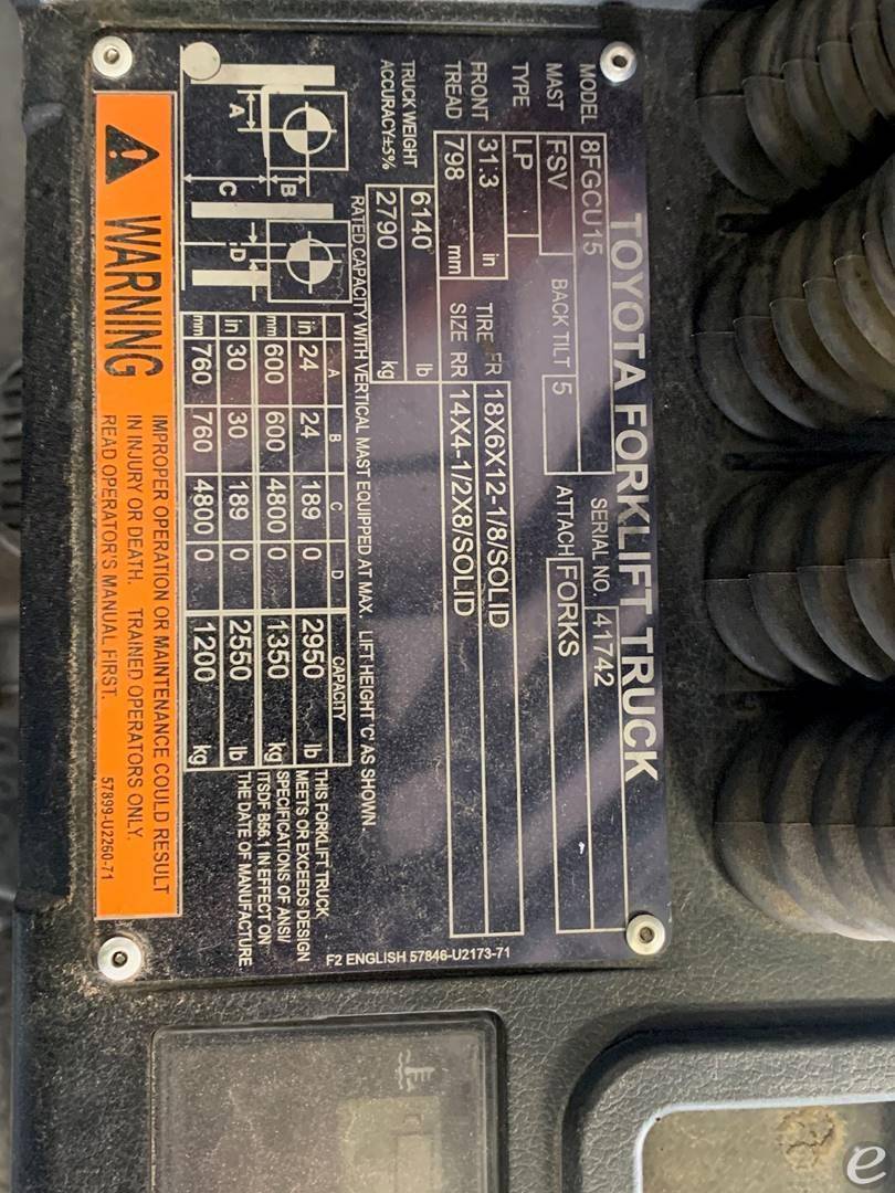 2019 Toyota 8FGCU15 LP Gas Forklift - 123Forklift