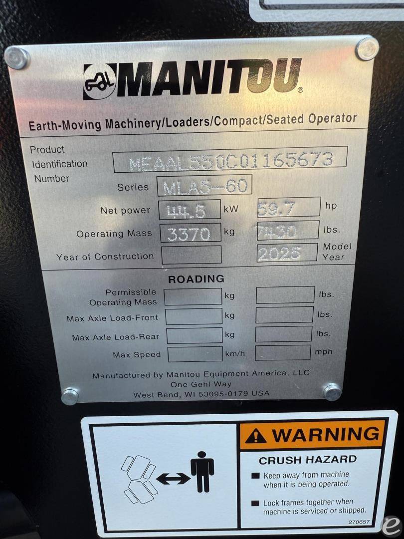 2025 Manitou MLA5-60 H-Z