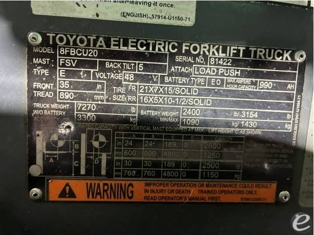 2019 Toyota 8FBCU20