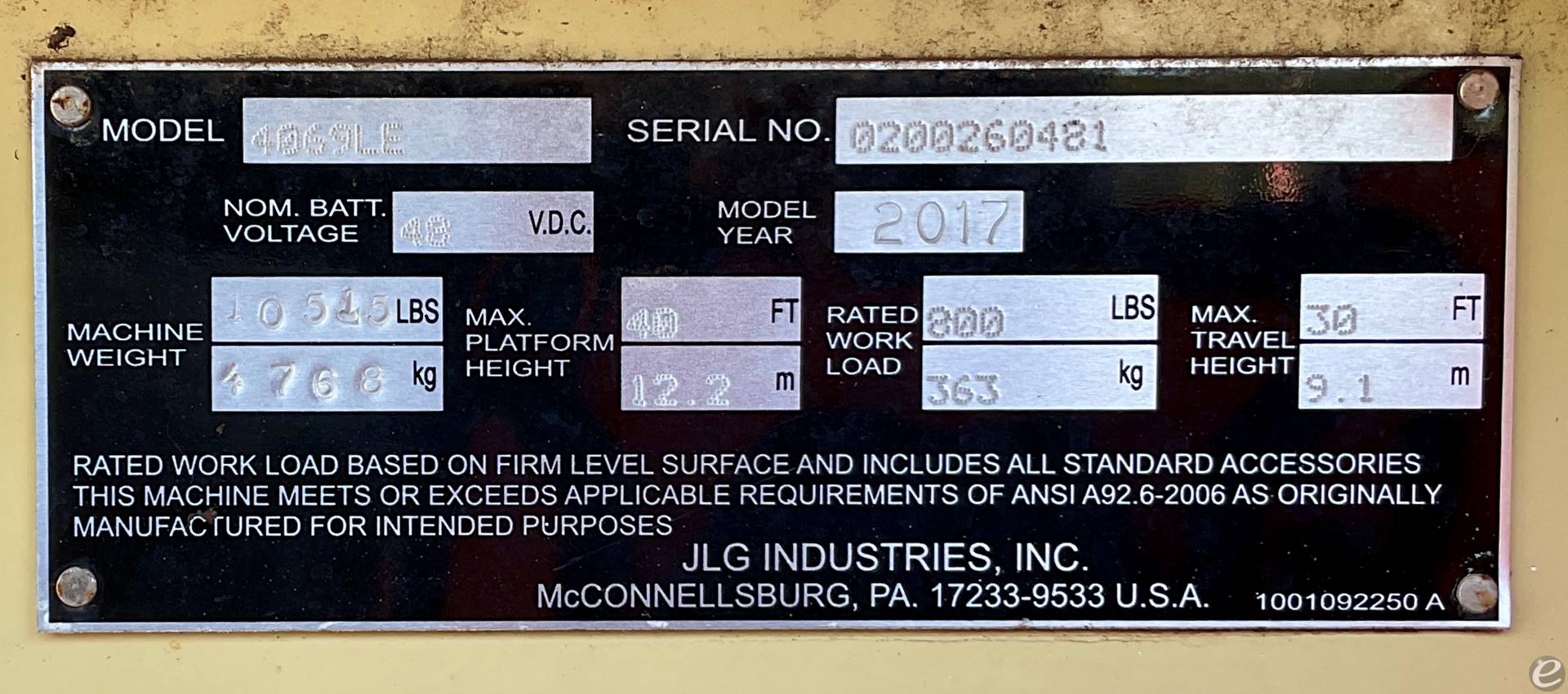 2017 JLG 4069LE