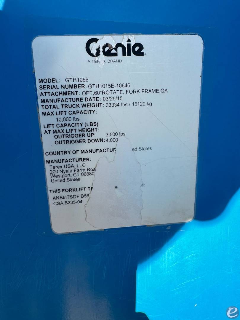 2015 Genie GTH1056