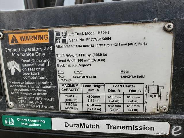 2015 Hyster H50FT LP Gas Forklift - 123Forklift