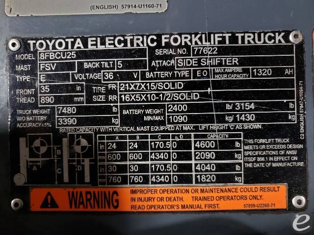 2018 Toyota 8FBCU25