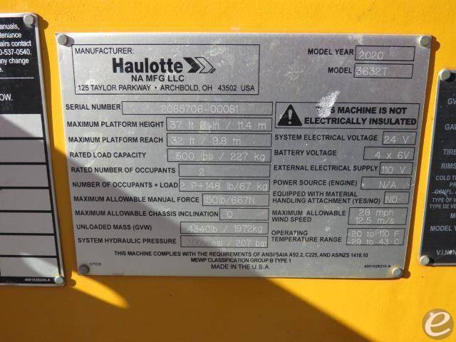 2020 Haulotte Group 3632T