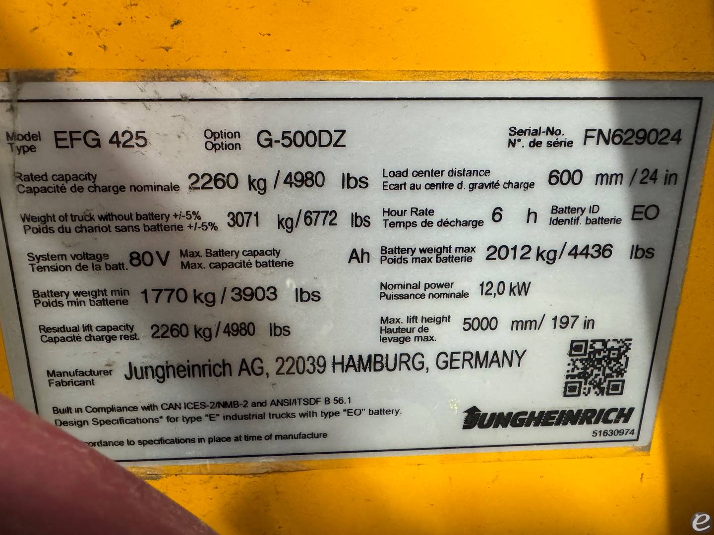 2020 Jungheinrich EFG-425