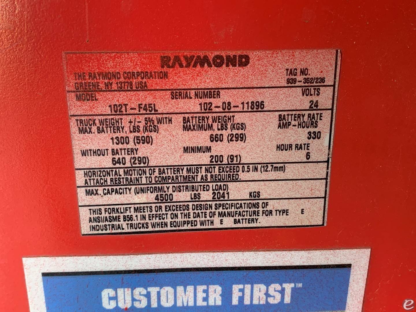 1900 Raymond 102T-F45L Electric Forklift - 123Forklift
