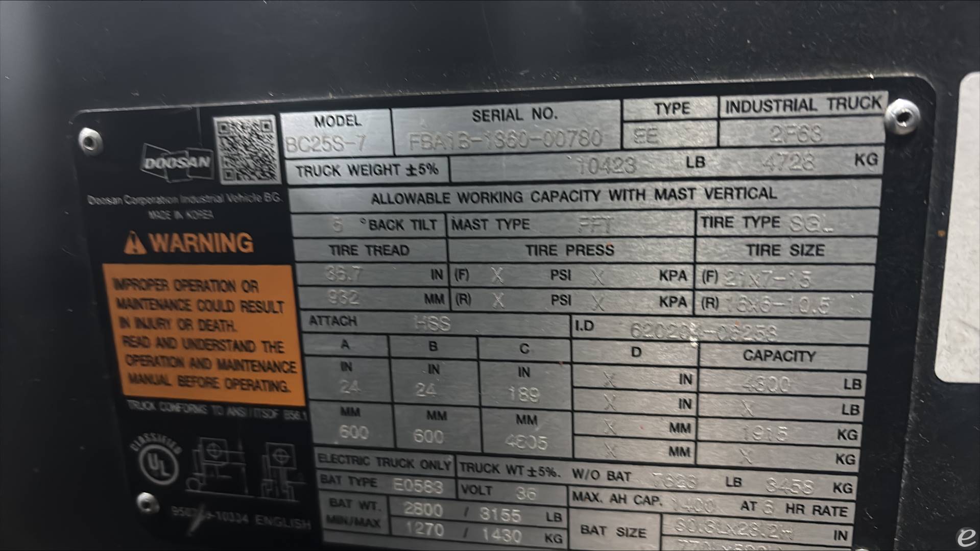 2022 Doosan BC25S-7
