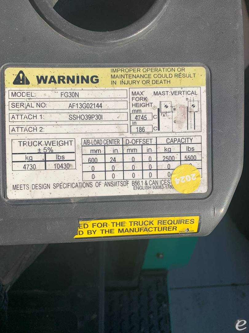 2019 Mitsubishi FG30N5 LP Gas Forklift - 123Forklift