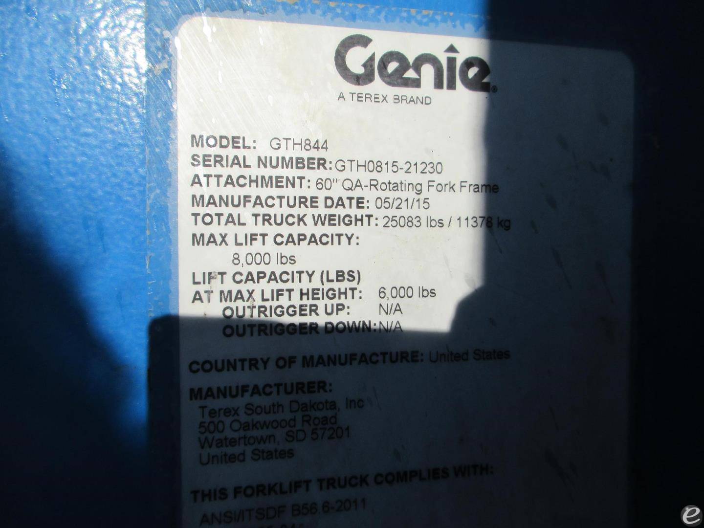 2015 Genie GTH844