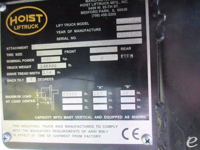 2008 Hoist Liftruck                               P800 Diesel Forklift - 123Forklift