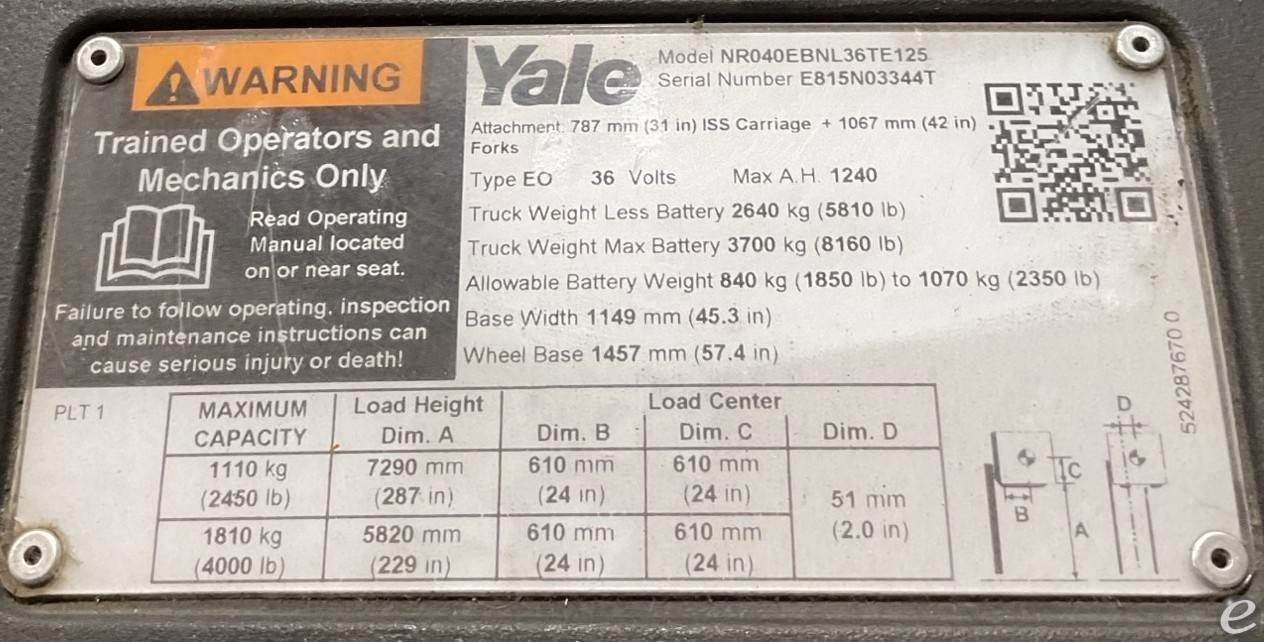 2019 Yale NR040EB