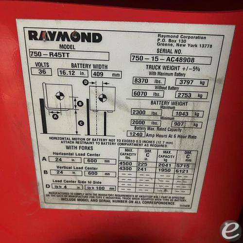 2015 Raymond 750-R45TT Electric Forklift - 123Forklift