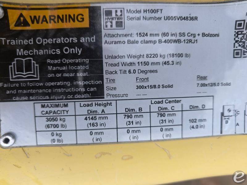2017 Hyster H100FT