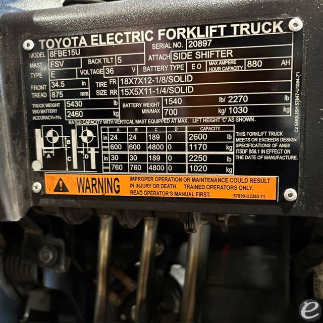 2021 Toyota 8FBE15U