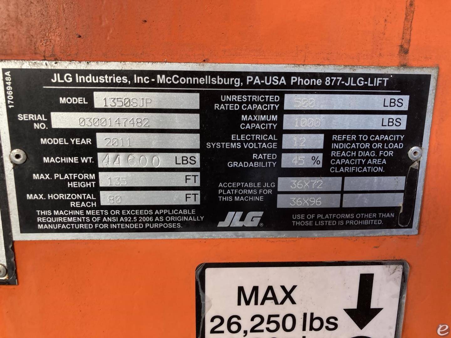 2011 JLG 1350SJP