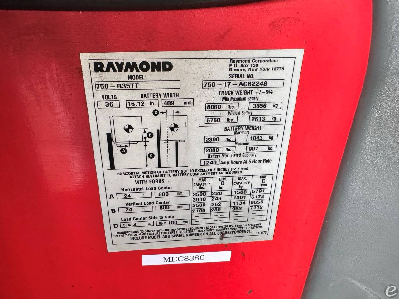 2017 Raymond 750-R35TT