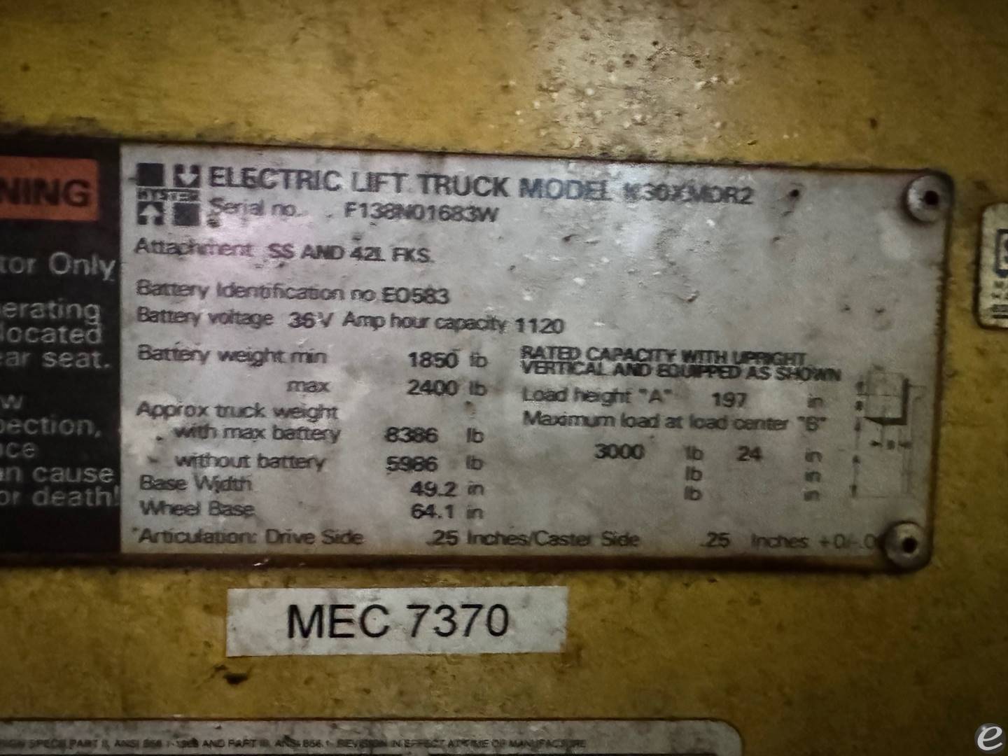 1999 Hyster N30XMDR2 Electric Reach Truck - 123Forklift