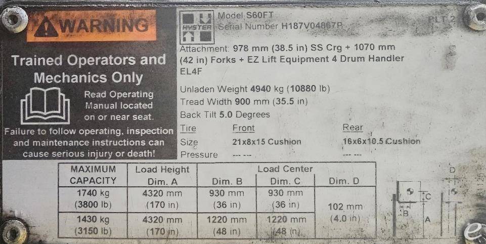2016 Hyster S60FT LP Gas Forklift - 123Forklift