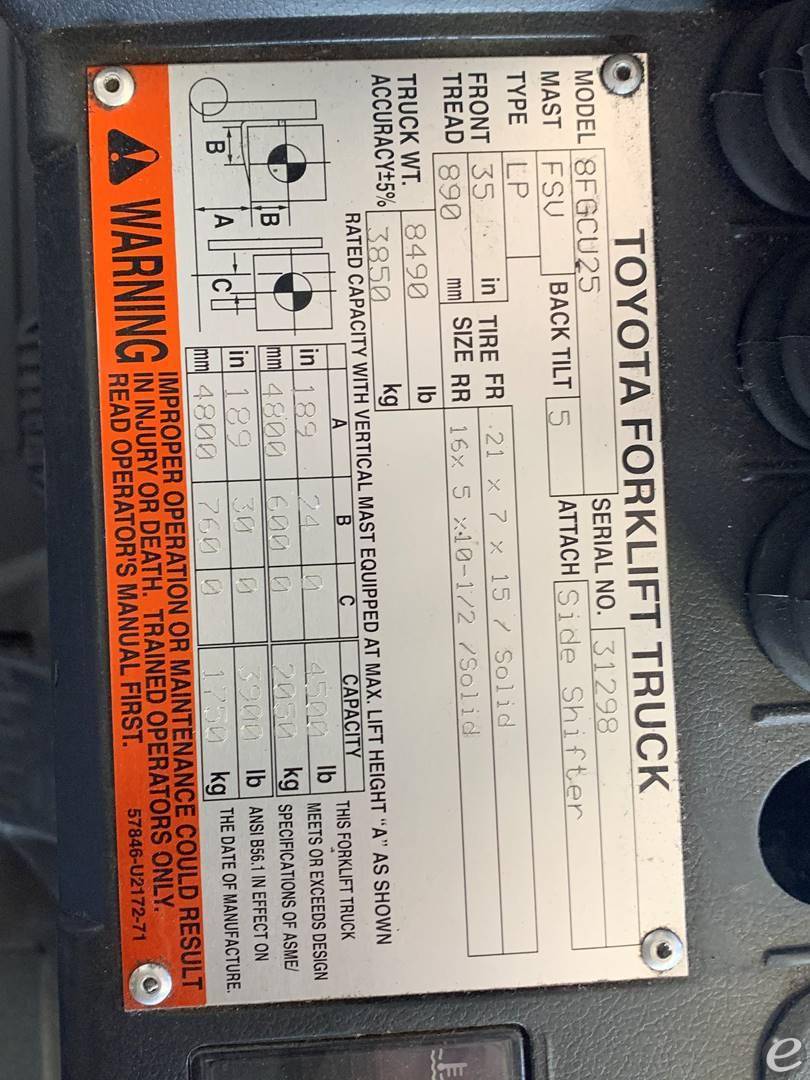 2011 Toyota 8FGCU25 LP Gas Forklift - 123Forklift