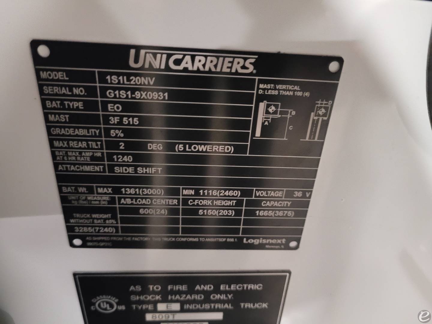 2022 Unicarriers SCX40N