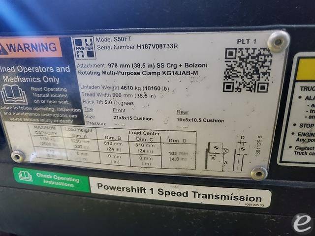 2017 Hyster S50FT LP Gas Forklift - 123Forklift