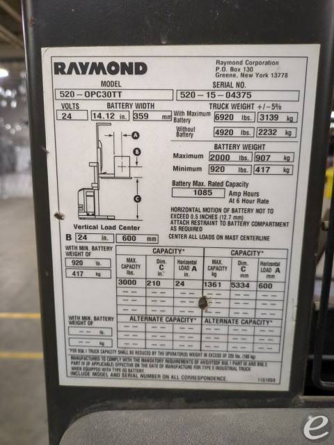 2015 Raymond 520-OPC30TT