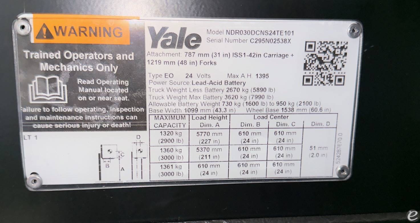 2023 Yale Yale NDR030DCNS24TE101