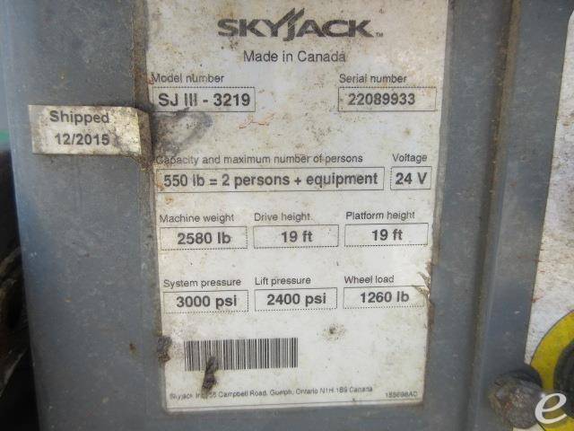 2015 Skyjack SJIII3219