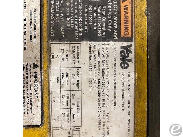 2012 Yale MSW030-F Electric Forklift - 123Forklift