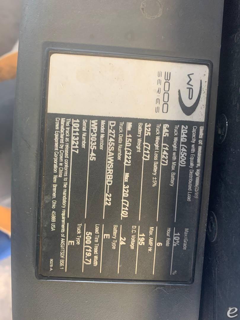  Crown WP3035-45 Electric Forklift - 123Forklift