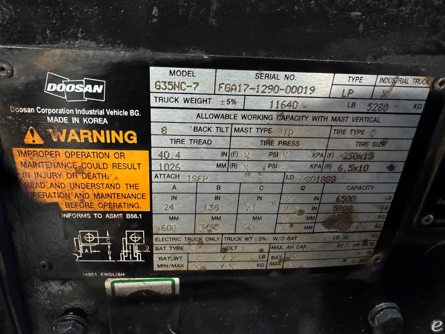 2018 Doosan G35NC-7