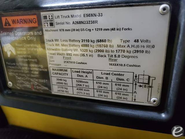 2017 Hyster E50XN Electric Forklift - 123Forklift