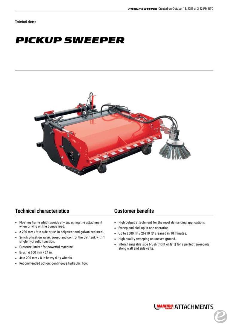 2025 Manitou PICK UP SWEEPER