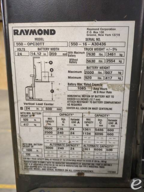 2016 Raymond 550-OPC30TT