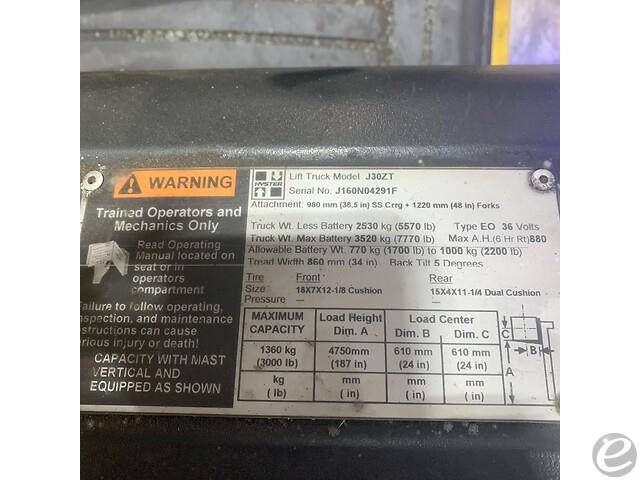 2008 Hyster J30ZT Electric Forklift - 123Forklift