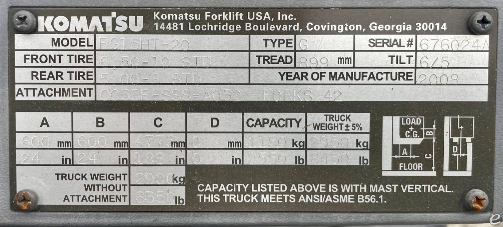 2008 Komatsu FG15HT-20 Gasoline Forklift - 123Forklift