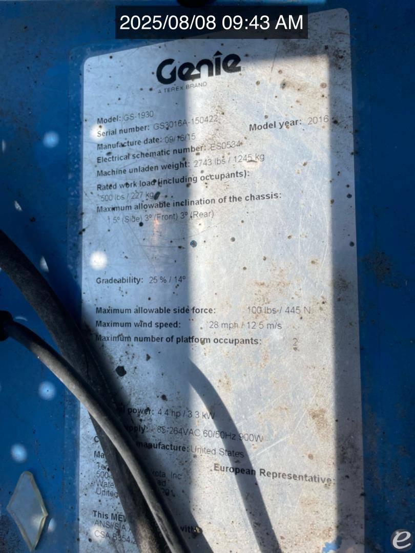 2015 Genie GS-1930