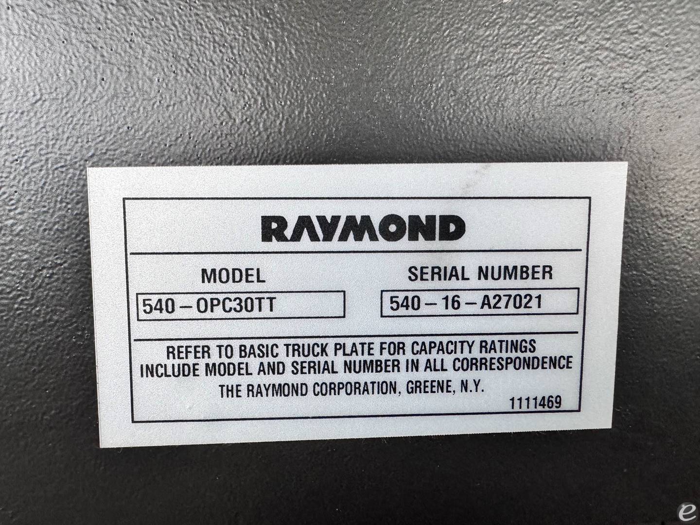 2016 Raymond 540-OPC30TT