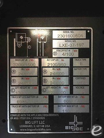 2021 Big Joe LXE-44 Electric Forklift - 123Forklift