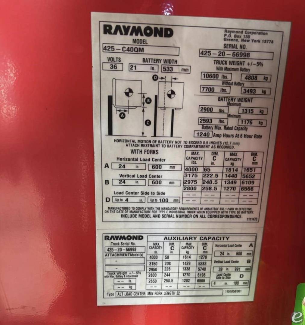 2020 Raymond 425C40QM