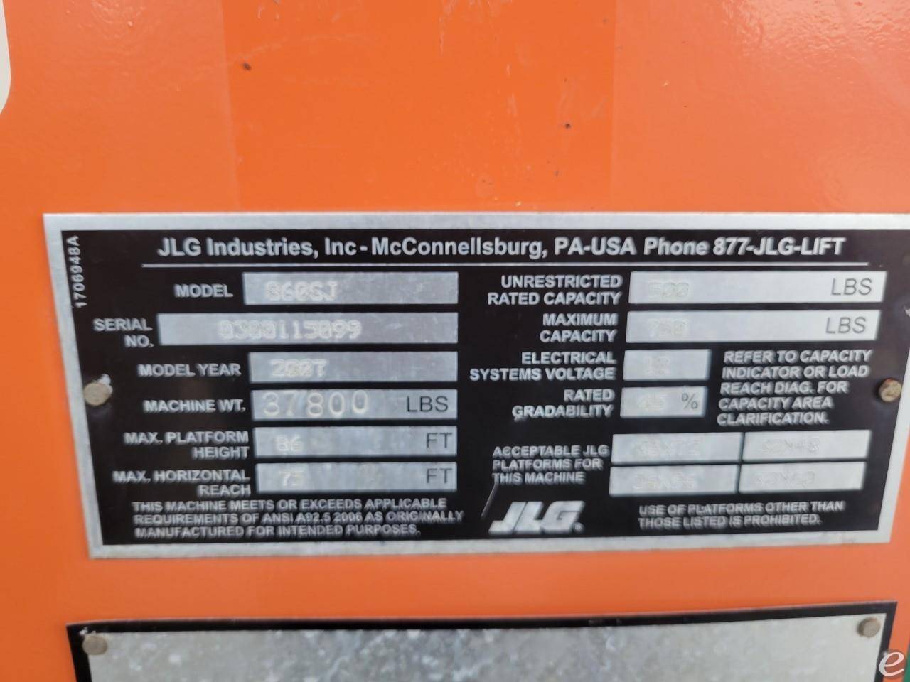 2007 JLG 860SJ