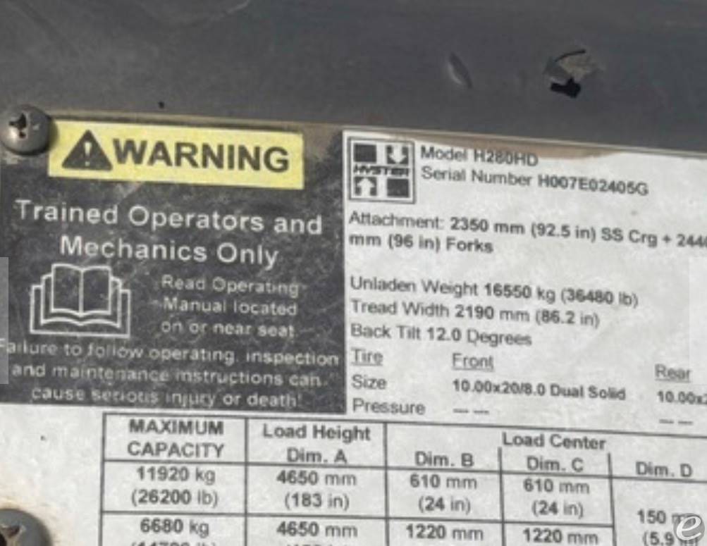 2009 Hyster H280hd