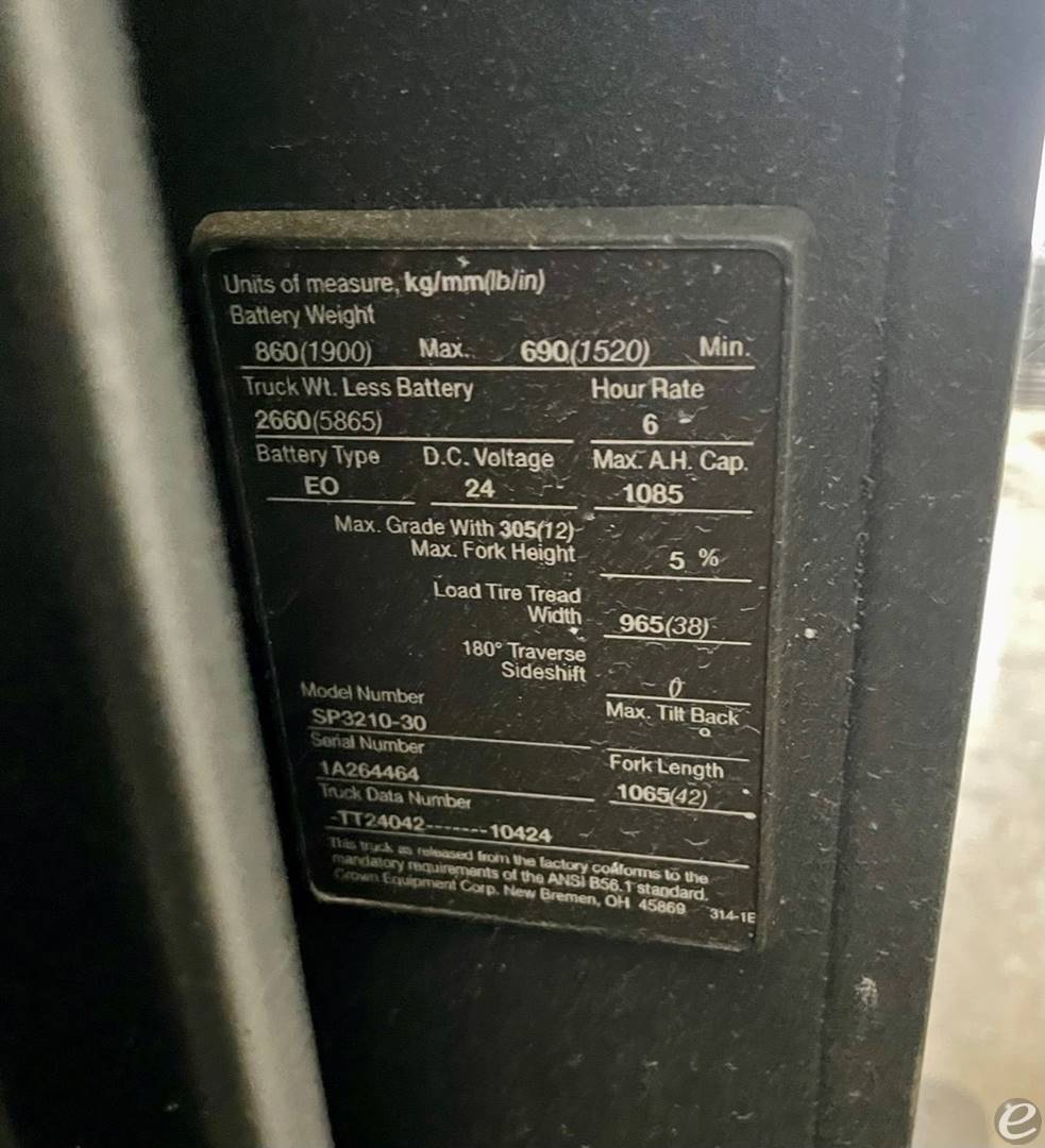 2003 Crown SP3210-30 Electric Order...